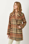 60383 Double Breast Plaid Jacket: Maple Mix / L