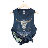 FREE SOUL GRAPHIC TANK TOP: MINERAL VINTAGE BLUE / S-M-L-XL(1-2-2-1)