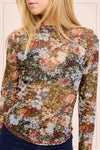 JCT7700-Semi Sheer Crew Neck Long Sleeve Mesh Layering Top: Hazelnut / L