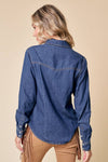 SIT3800A WESTERN DK WASH SNAP BUTTONS LIGHT DENIM SHIRT: SMALL