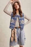 Southwestern Button-Up Vest LSW0977: Amber Brown / S