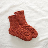 JANA Cable Knit Lined Wool Slipper Socks S/M/L: Mustard Yellow / UK6-8