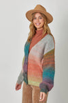 60882 Button Down Rainbow Cardigan: Rainbow / Medium