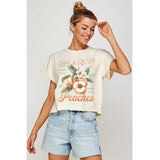 PEACHES VINTAGE GRAPHIC CROP TOP: IVORY / L