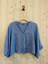 REF 11870 SHORT ELBOW SLEEVE BLOUSE 100% LINEN: BEIGE