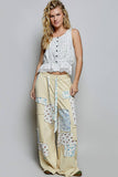 Patchwork Detail Denim Straight Fit Pants: DENIM MULTI / M