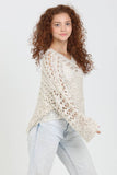 XHS52-ASIS OPEN KNIT V NECK PULLOVER SWEATER: PALO VERDE / S