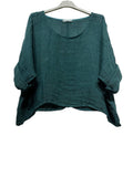 18415 TOP IN LINEN SPRING SUMMER CLOTHING: DUCK GREEN