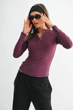 Essential Long-Sleeved Micro-Ribbed Henley Top: Black / S:M:L (2:2:2)