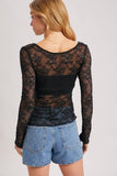 LETTUCE-EDGE SHEER MESH TWO WAY TOP: ECRU / M