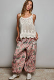 Crochet Lightweight Openwork Chenille Knit Semi-Cropped Top: CREAM / OS