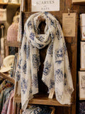 JC021249 Beige-Blue Owl Scarf