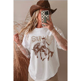 STAY WILD WESTERN GRAPHIC OVERSIZED TEE: ESPRESSO / OS