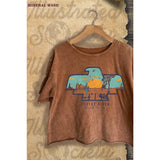 DESERT RIDER VINTAGE GRAPHIC MINERAL WASH CROP TOP: GREY / S