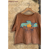 DESERT RIDER VINTAGE GRAPHIC MINERAL WASH CROP TOP: YAM / M