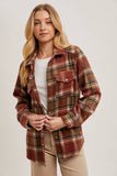 BUTTON DOWN PLAID SHACKET: GREY COMBO / M