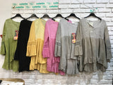 Ruffled cotton linen tunic 1003 10% linen 90% cotton: Beige