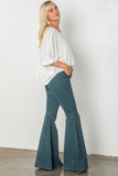 Corduroy flare pants with pockets: CHARCOAL / L