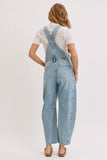 BARREL-LEG DENIM JUMPSUIT : WASHED DENIM / Contemporary / M