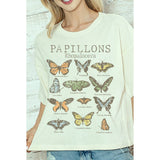 PAPILLONS RHOPALOCERA BUTTERFLIES GRAPHIC CROP TEE: SAND / S-M-L(2-2-2)