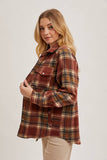 BUTTON DOWN PLAID SHACKET: GREY COMBO / L