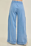 Mineral Washed Boho waist band wideleg cropped pants HP5900 : Ashed Black / S-M-L / 2-2-2