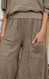 100% linen trousers REF.30235: Light Grey / Unique