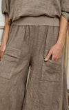 100% linen trousers REF.30235: Light Grey / Unique