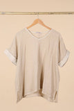 Linen cotton blend t-shirt 10% LINEN 90% COTTON 6763: Vert canard