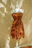 Hippie Bohemian Fairy Dress, Elastic Fairy Skirt: Orange/Cream / Lyla / Sleeveless Dress Only / Regular