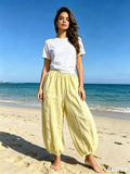 100% Linen Trousers REF. 9530: Khaki