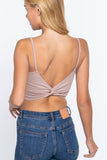 ,.SI-22427 FITTED REMOVABLE BRA CUP TWISTED BACK CAMI: BRN-sepia-133946 / S