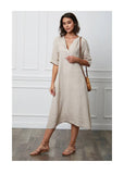 Long dress in 100% linen REF.7161: Wasabi / Unique