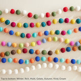 TARUTSHA Boho Felt Ball Pompom Garlands 200cm: 2.5cm / Cream