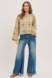 MID-RISE WIDE-LEG FRAYED HEM DENIM JEANS: DENIM BLUE / Contemporary / S