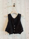 REF 6454 100% LINEN VEST: KHAKI