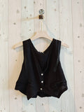 REF 6454 100% LINEN VEST: KHAKI