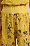 Floral print trousers in 100% Linen REF. 30526: Duck Green