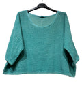 1973 women's crop top in cotton-linen,: CARBON