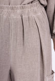 Mid-Length Linen Pants 20570: Black