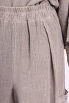 Mid-Length Linen Pants 20570: Khaki