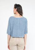 1973 women's crop top in cotton-linen,: PERSIMMON