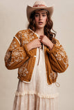 Embroidered Quilted Western Jacket LJ0260: Plum / M