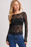 LETTUCE-EDGE SHEER MESH TWO WAY TOP: ECRU / M