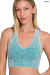 ..SI-23946 Washed Rib V-neck Racerback Seamless Crop Tank 0606: LTTEAL-157126 / L/XL