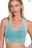 ..SI-23946 Washed Rib V-neck Racerback Seamless Crop Tank 0606: ASH OLIVE-149909 / L/XL