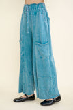 BEST Mineral Wash Wide leg Cropped pants HP5524 : Olive / S-M-L / 2-2-2