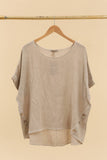 Blouse in 50% linen and 50% cotton REF. 4649: Duck Green