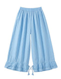 4029 WIDE LINEN PANTS WITH EYELET EMBROIDERY: Orange