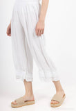 Fancy eyelet embroidery trousers 9204 100% linen: Gris anthracité